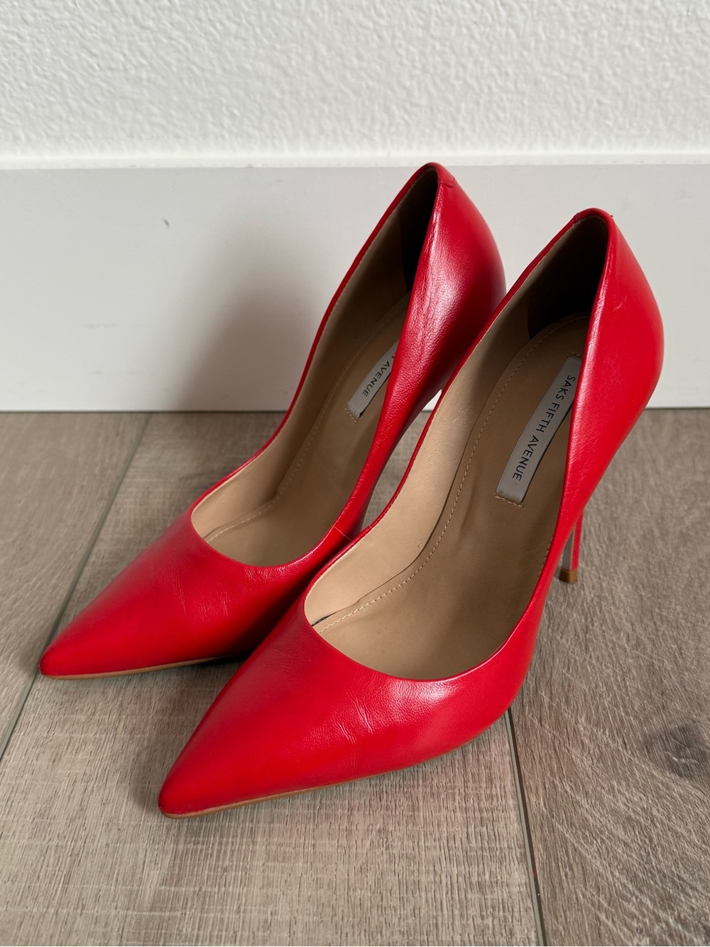 SAKS FIFTH AVENUE Bright Red Leather Heels